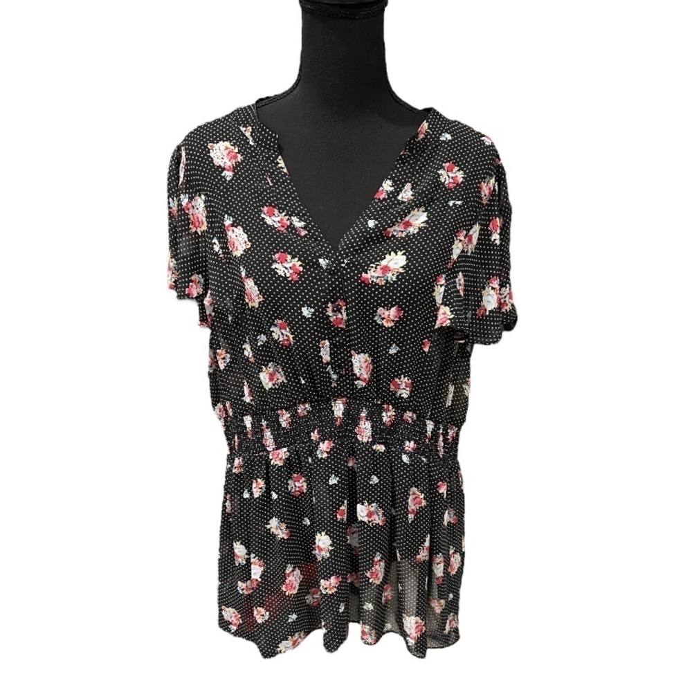 Torrid Floral Polka Dot Empire Waist Blouse 2X